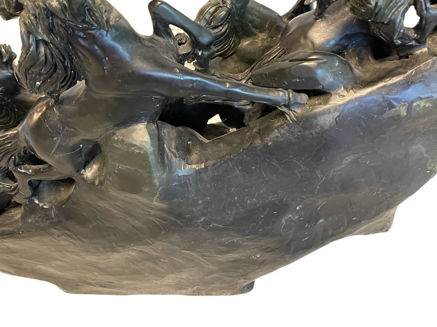Impressive Large Solid Stone Carved Horse Sculpture (Has Some Damage) 43W X 9D X 29H [Photo 20]