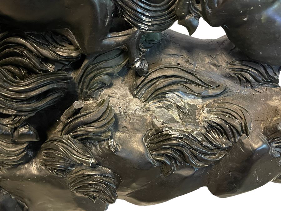 Impressive Large Solid Stone Carved Horse Sculpture (Has Some Damage) 43W X 9D X 29H [Photo 15]