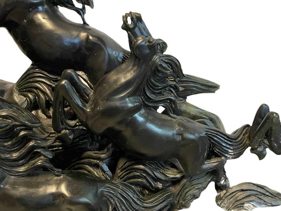 Impressive Large Solid Stone Carved Horse Sculpture (Has Some Damage) 43W X 9D X 29H [Photo 7]