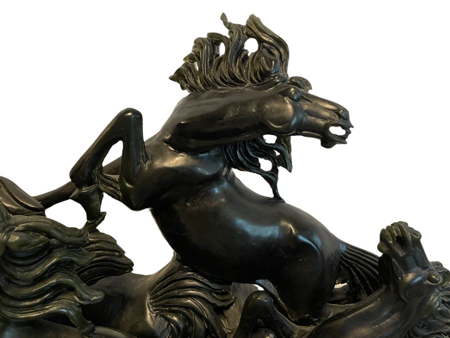 Impressive Large Solid Stone Carved Horse Sculpture (Has Some Damage) 43W X 9D X 29H [Photo 6]
