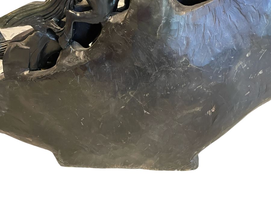 Impressive Large Solid Stone Carved Horse Sculpture (Has Some Damage) 43W X 9D X 29H [Photo 19]