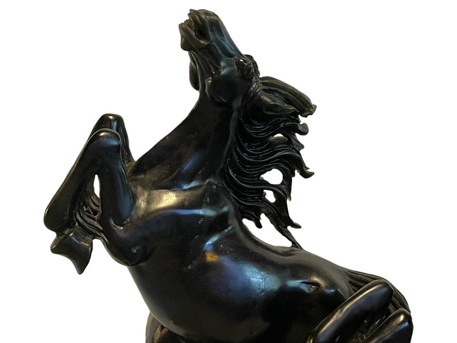 Impressive Large Solid Stone Carved Horse Sculpture (Has Some Damage) 43W X 9D X 29H [Photo 13]