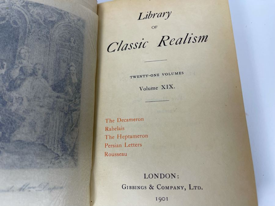 JUST ADDED - Vintage Onyx Horse Head Bookends 11H And (3) Antique 1901 Library Of Classic Realism Books [Photo 7]