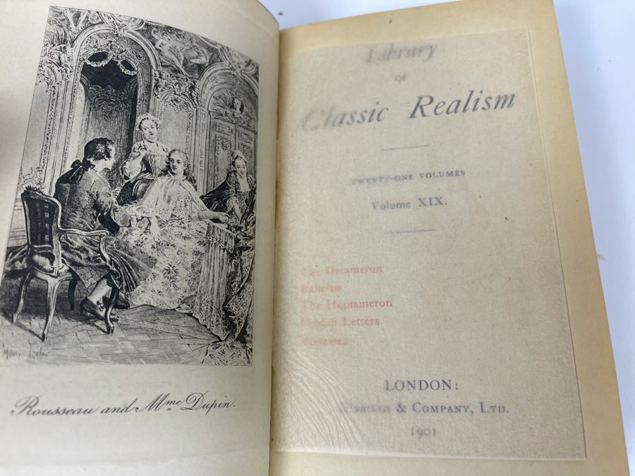 JUST ADDED - Vintage Onyx Horse Head Bookends 11H And (3) Antique 1901 Library Of Classic Realism Books [Photo 6]
