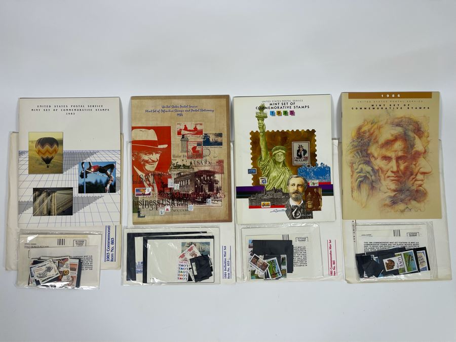 (4) Sealed Sets Of United States Postal Service Mint Set Of Commemorative Stamps From 1983, 1984, 1985, 1986 [Photo 1]