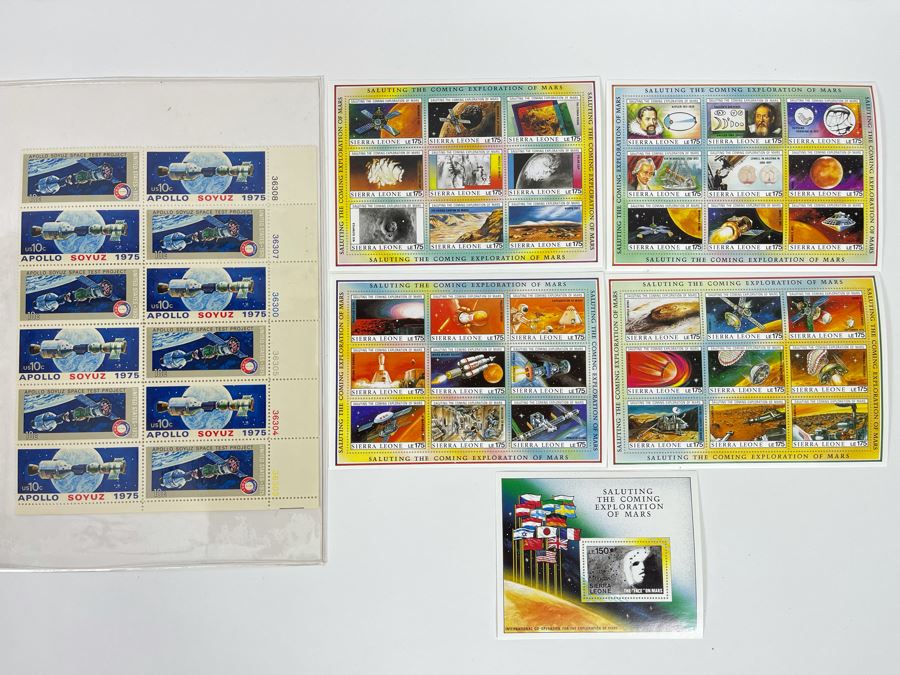 Mint Stamp Sets: Apollo Soyuz 1975 And Saluting The Coming Exploration Of Mars