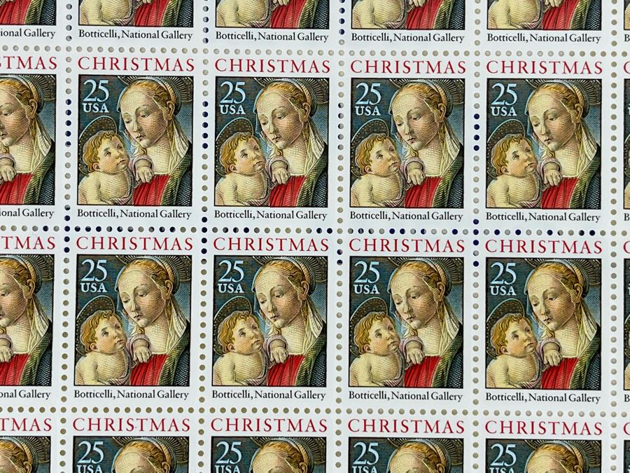 Mint United States Postal Stamps Sheet Christmas Botticelli, National Gallery [Photo 3]