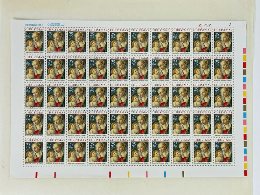 Mint United States Postal Stamps Sheet Christmas Botticelli, National Gallery [Photo 2]