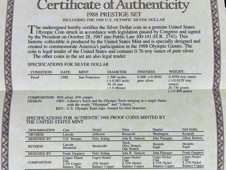 United States Mint 1988 Prestige Set With Silver Dollar And 1993 Royal Canadian Mint Coins [Photo 7]