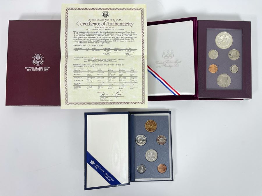 United States Mint 1988 Prestige Set With Silver Dollar And 1993 Royal Canadian Mint Coins [Photo 2]