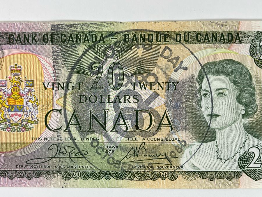 Bank Of Canada Twenty Dollar Bill Stamped Closing Day Expo 1986 [Photo 3]