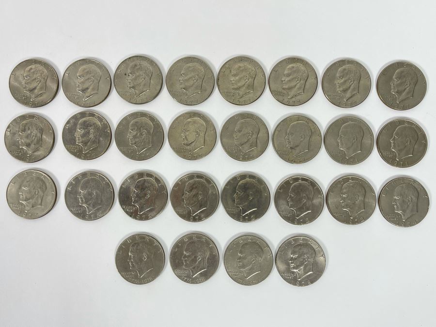 (28) Eisenhower One Dollar Coins Various Years [Photo 1]