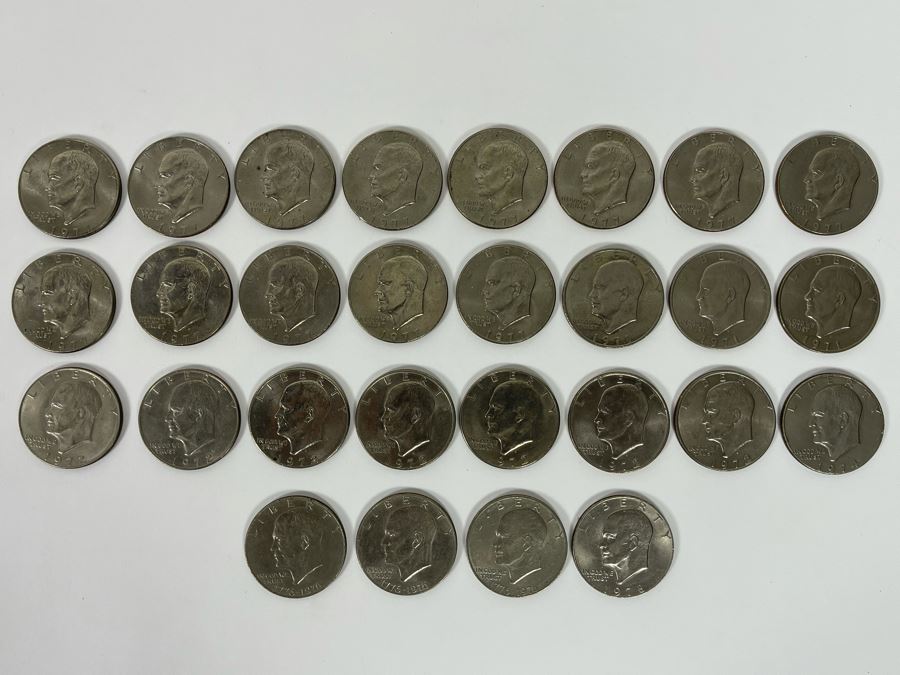 (28) Eisenhower One Dollar Coins Various Years [Photo 2]