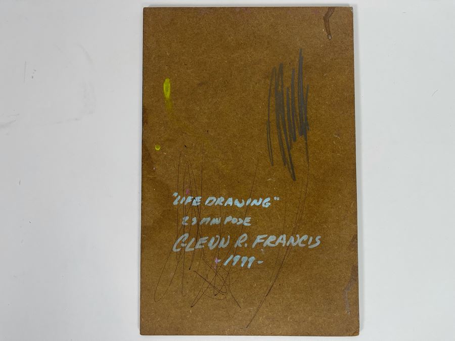 Original Glenn R. Francis Life Drawing On Board 1999 8 X 12 [Photo 8]
