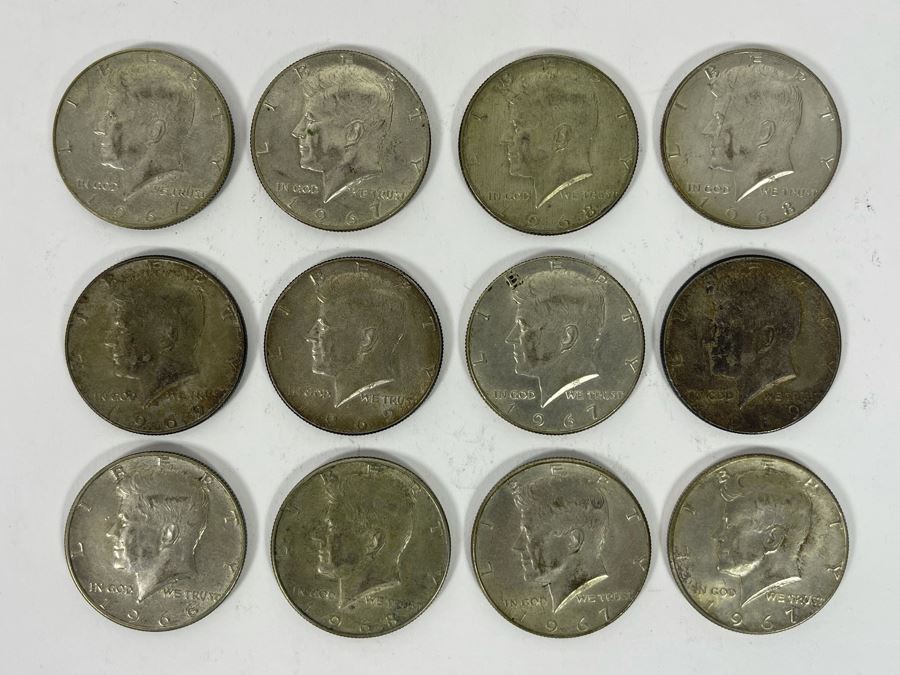 (12) Kennedy Silver Half Dollars Various Years [Photo 2]