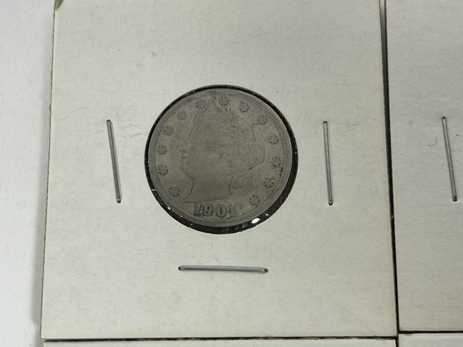 (4) Antique United States Liberty Nickels Years 1898, 1899, 1900, 1901 [Photo 3]