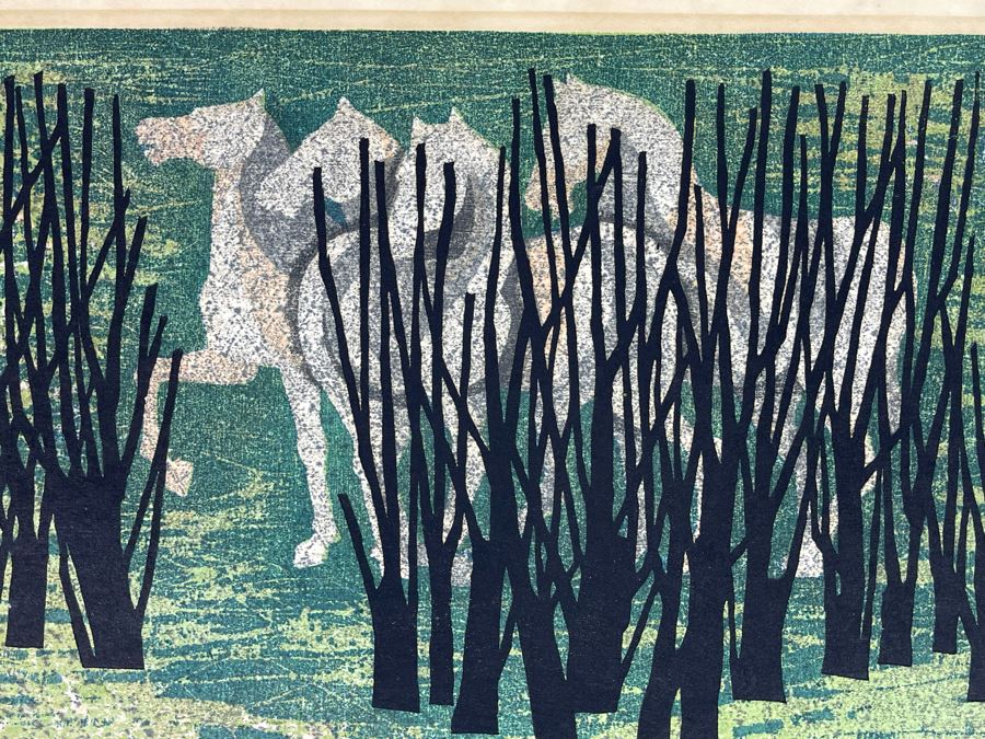 Fumio Fujita Mid-Century Modernist 1967 Woodblock Print Signed & Limited 16 X 12 [Photo 4]