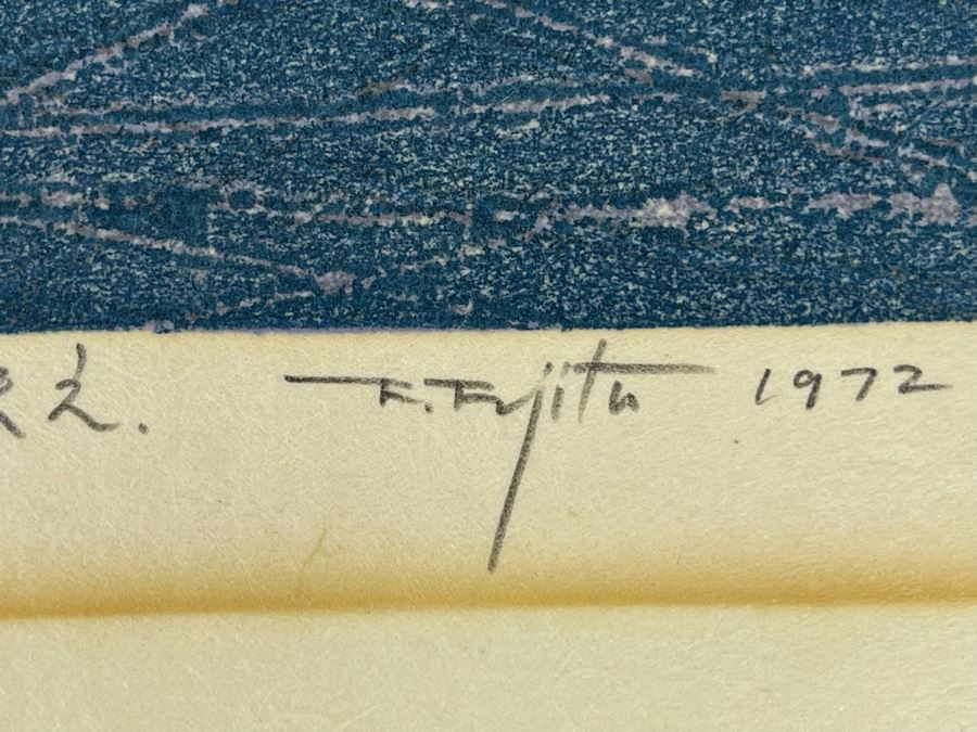 Fumio Fujita Mid-Century Modernist 1972 Woodblock Print Signed & Limited 16 X 12 [Photo 8]