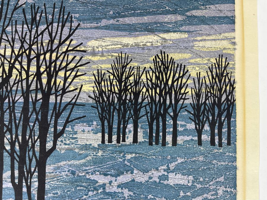 Fumio Fujita Mid-Century Modernist 1972 Woodblock Print Signed & Limited 16 X 12 [Photo 5]