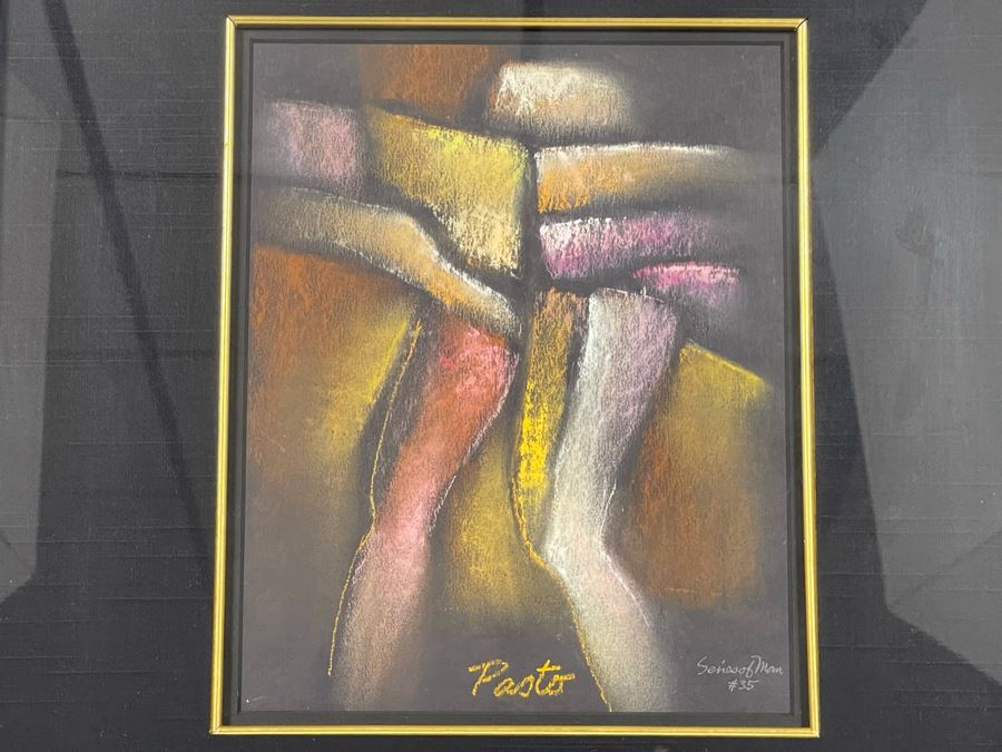 Sammy Pasto (1921-2013) Original Pastel Framed Artwork Titled 'Series Of Man #35' San Diego California Modernist Painter 18 X 20 [Photo 5]