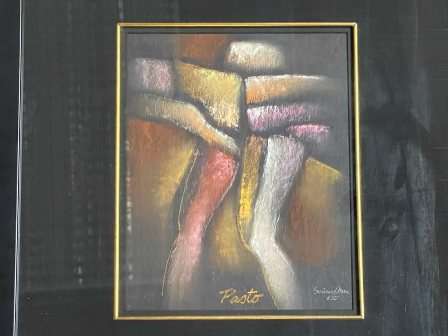 Sammy Pasto (1921-2013) Original Pastel Framed Artwork Titled 'Series Of Man #35' San Diego California Modernist Painter 18 X 20 [Photo 6]