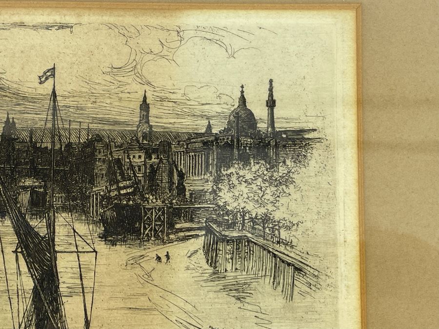 Vintage Framed Philip Pimlott Etching Of London Bridge 13 X 16 [Photo 5]