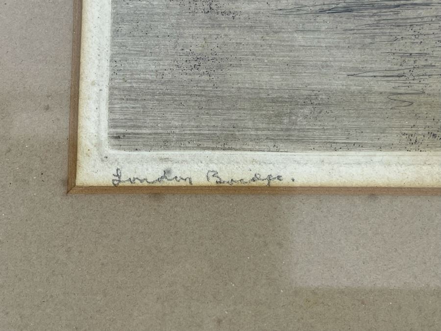 Vintage Framed Philip Pimlott Etching Of London Bridge 13 X 16 [Photo 6]