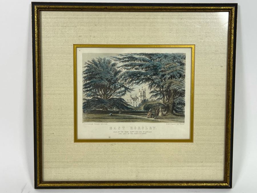 Vintage Framed Lithograph Titled 'East Horsley. Seat Of The Right Honarable The Earl Of Lovelace' 13 X 12 [Photo 1]