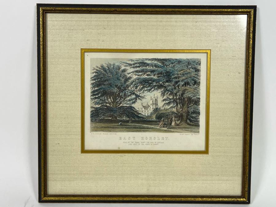Vintage Framed Lithograph Titled 'East Horsley. Seat Of The Right Honarable The Earl Of Lovelace' 13 X 12 [Photo 2]