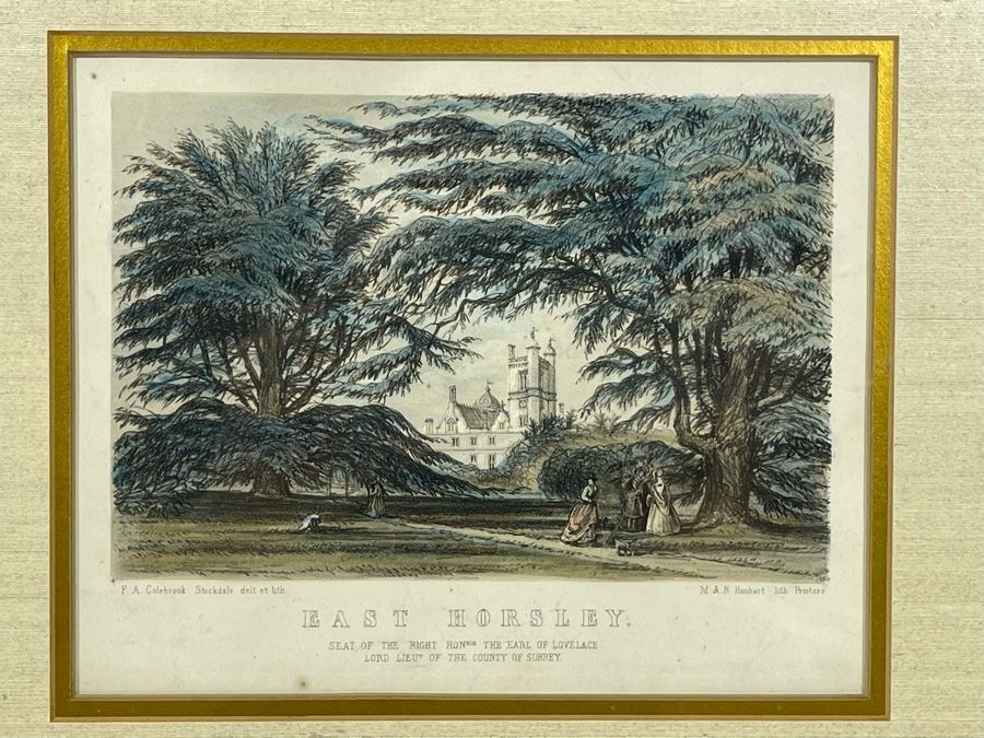 Vintage Framed Lithograph Titled 'East Horsley. Seat Of The Right Honarable The Earl Of Lovelace' 13 X 12 [Photo 3]
