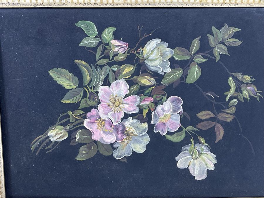 Antique Still Life Painting On Metal With Antique Gilt Wooden Frame 13.5 X 10.5 [Photo 5]