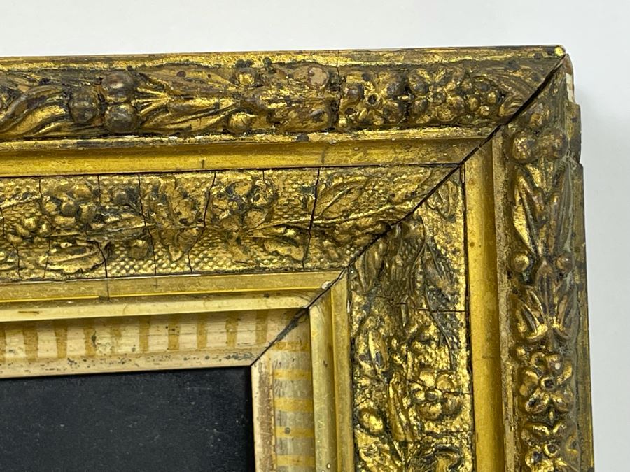 Antique Still Life Painting On Metal With Antique Gilt Wooden Frame 13.5 X 10.5 [Photo 9]