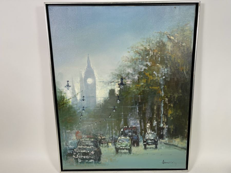 Original Mid-Century Abstract London Street Scene Painting Signed 25 X 31 [Photo 3]