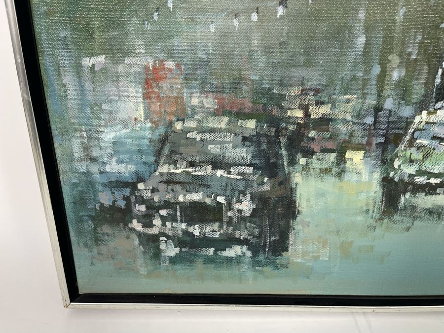 Original Mid-Century Abstract London Street Scene Painting Signed 25 X 31 [Photo 5]