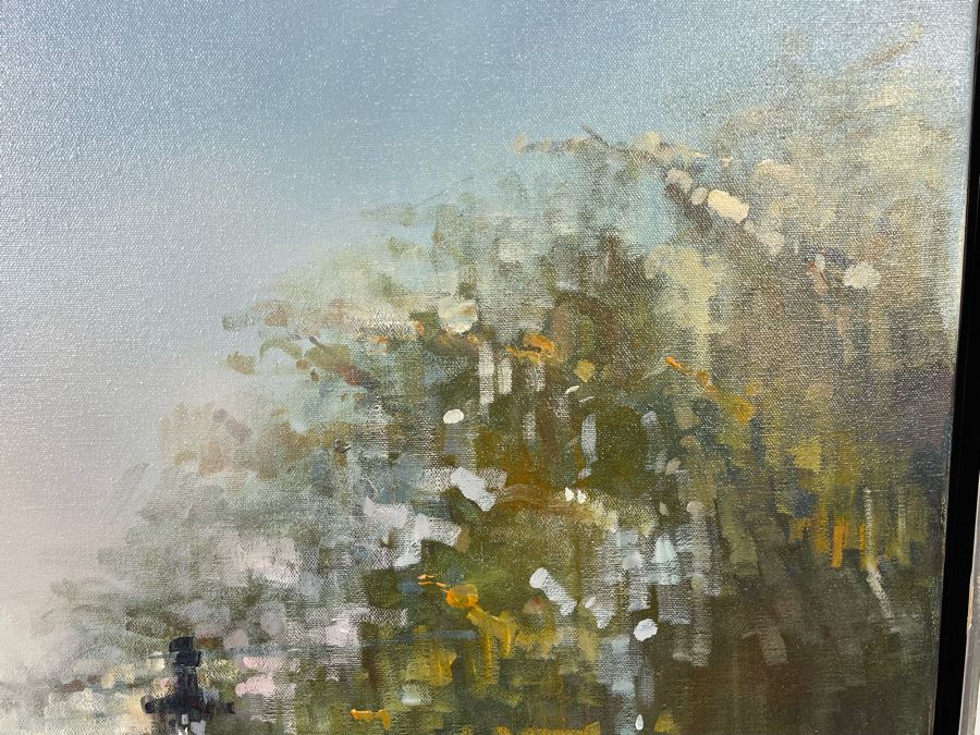 Original Mid-Century Abstract London Street Scene Painting Signed 25 X 31 [Photo 11]