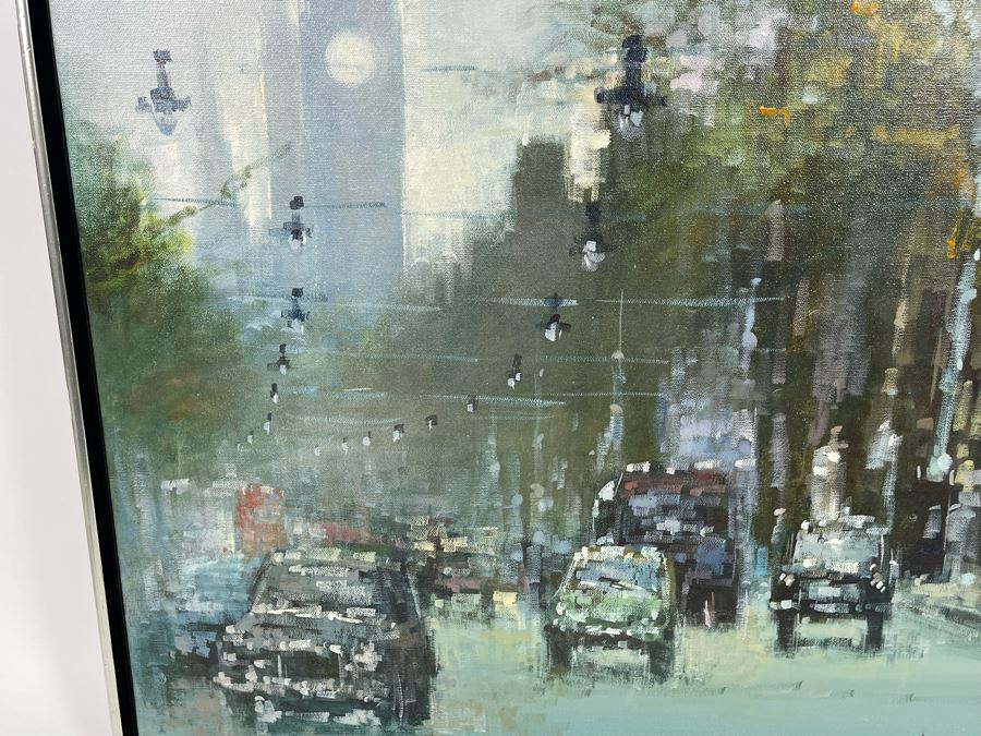 Original Mid-Century Abstract London Street Scene Painting Signed 25 X 31 [Photo 9]