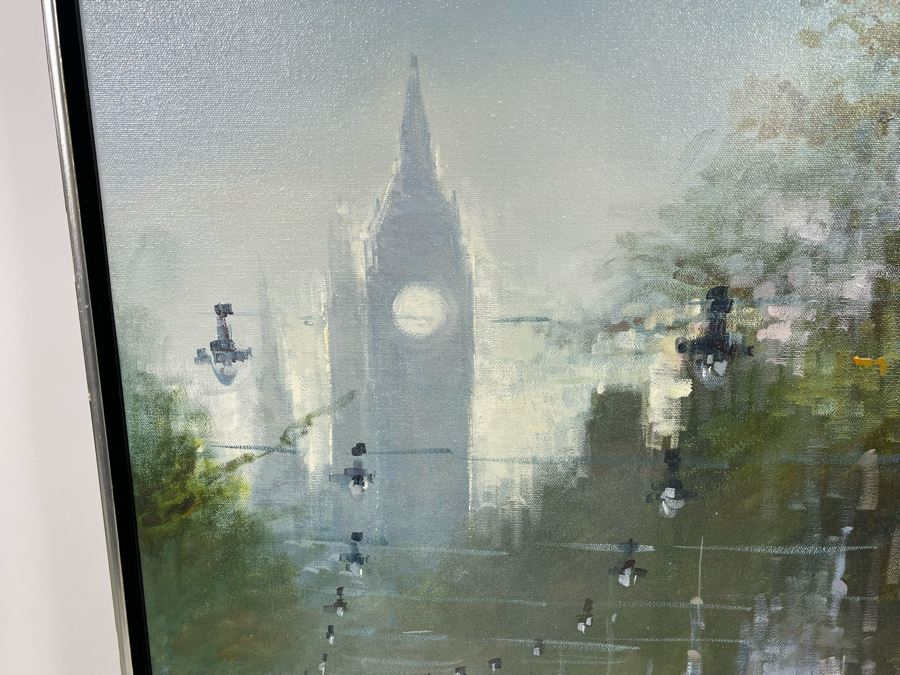Original Mid-Century Abstract London Street Scene Painting Signed 25 X 31 [Photo 10]