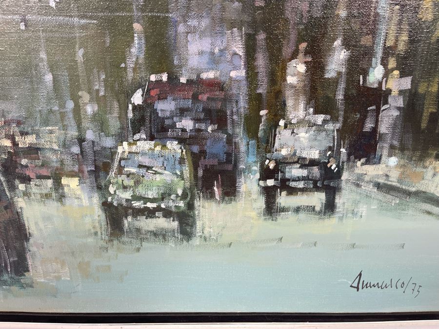 Original Mid-Century Abstract London Street Scene Painting Signed 25 X 31 [Photo 6]