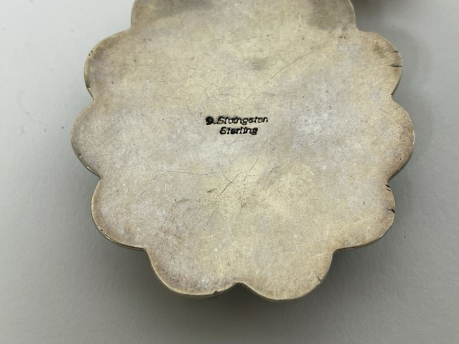 Signed Native American Sterling Silver Turquoise Pendant With Sterling Silver Necklace 81.9g [Photo 8]