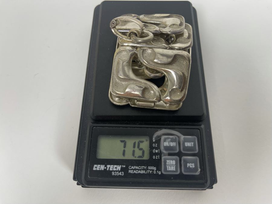 Vintage Modernist Sterling Silver Bracelet By Henkel & Grosse Germany 7.5L 71.5g [Photo 13]