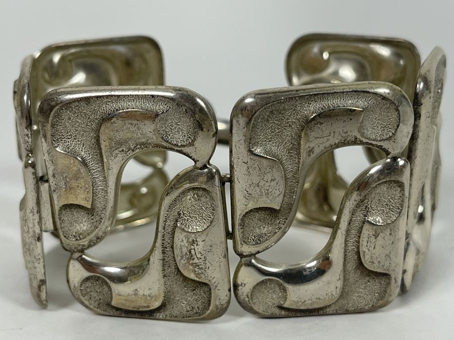 Vintage Modernist Sterling Silver Bracelet By Henkel & Grosse Germany 7.5L 71.5g [Photo 6]