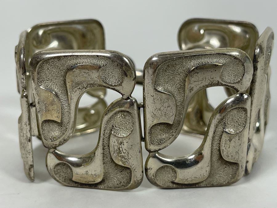 Vintage Modernist Sterling Silver Bracelet By Henkel & Grosse Germany 7.5L 71.5g [Photo 3]