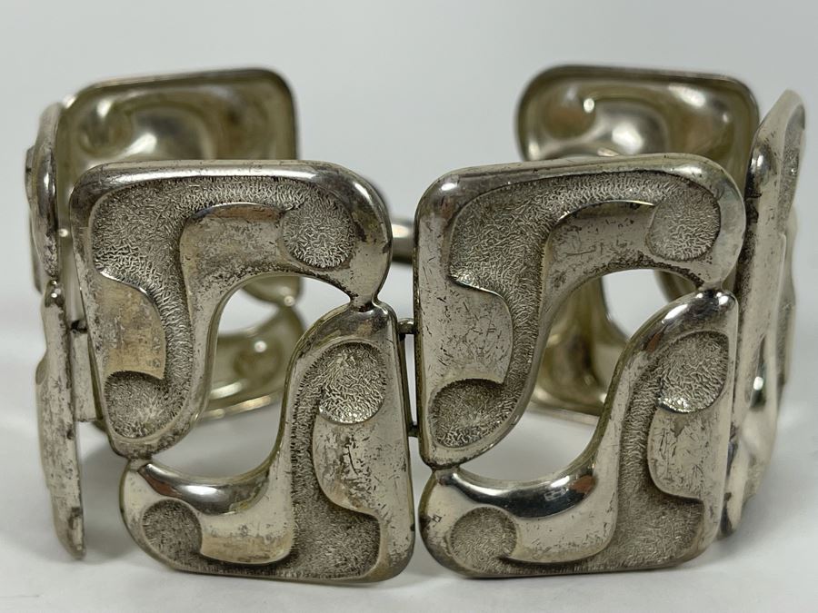 Vintage Modernist Sterling Silver Bracelet By Henkel & Grosse Germany 7.5L 71.5g [Photo 4]