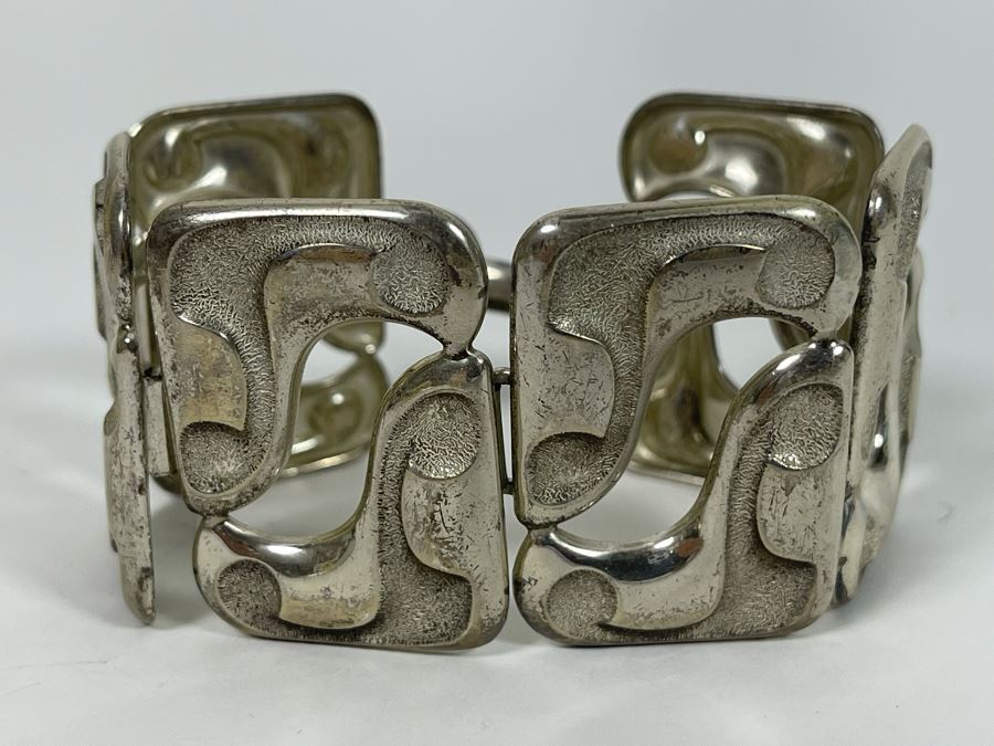 Vintage Modernist Sterling Silver Bracelet By Henkel & Grosse Germany 7.5L 71.5g [Photo 2]