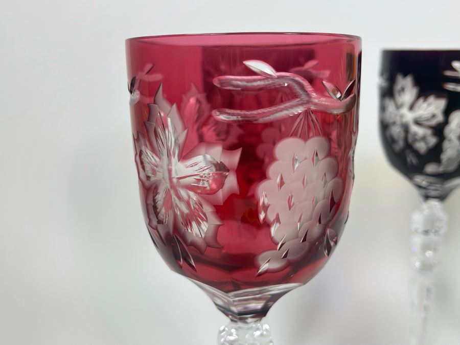 (6) Colored Cut Crystal Stemware Glasses 10H [Photo 10]