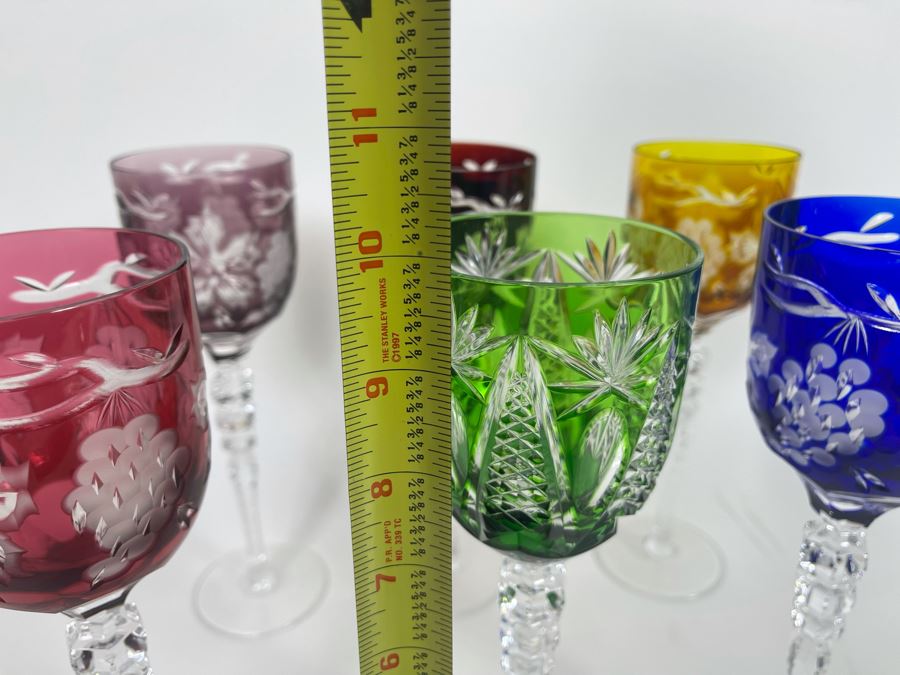 (6) Colored Cut Crystal Stemware Glasses 10H [Photo 12]