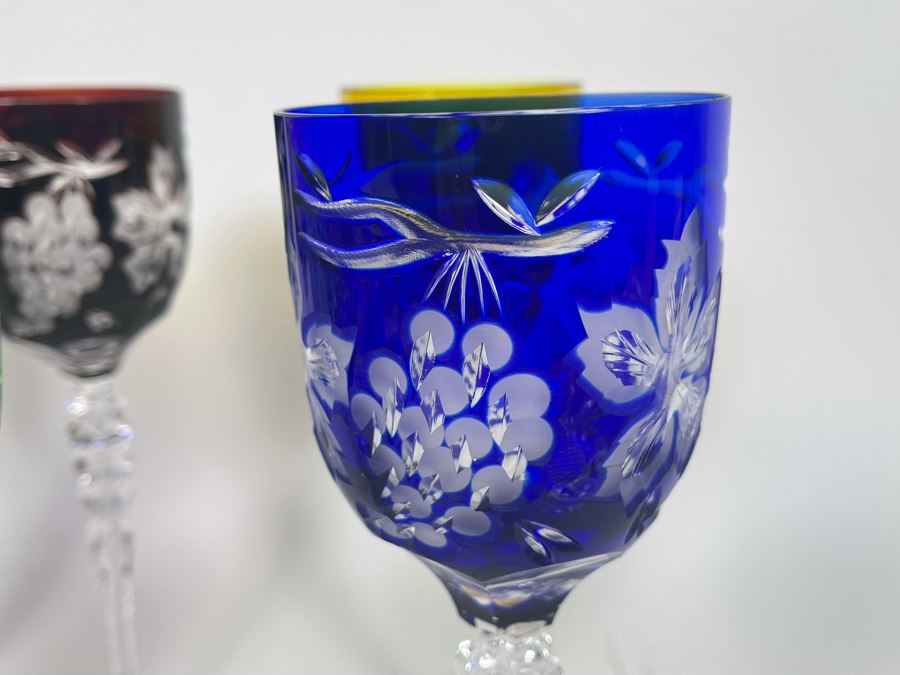 (6) Colored Cut Crystal Stemware Glasses 10H [Photo 11]