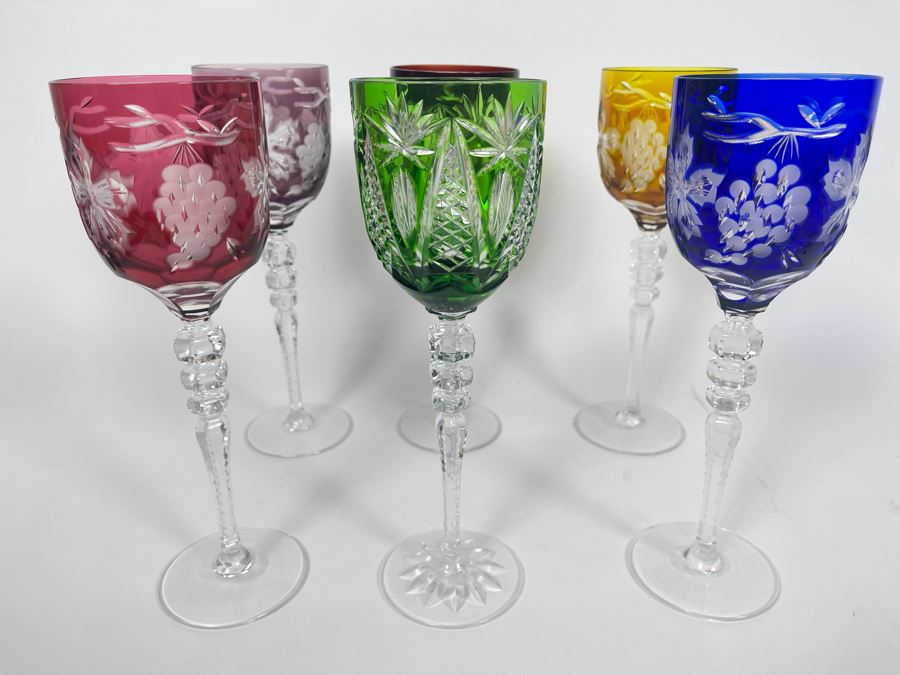 (6) Colored Cut Crystal Stemware Glasses 10H [Photo 5]