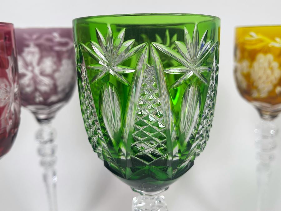 (6) Colored Cut Crystal Stemware Glasses 10H [Photo 9]