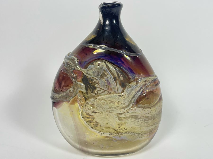 Early 1969 Studio Art Glass Bottle By Samuel J. Herman (1934-2020) 6.5W X 9H [Photo 2]